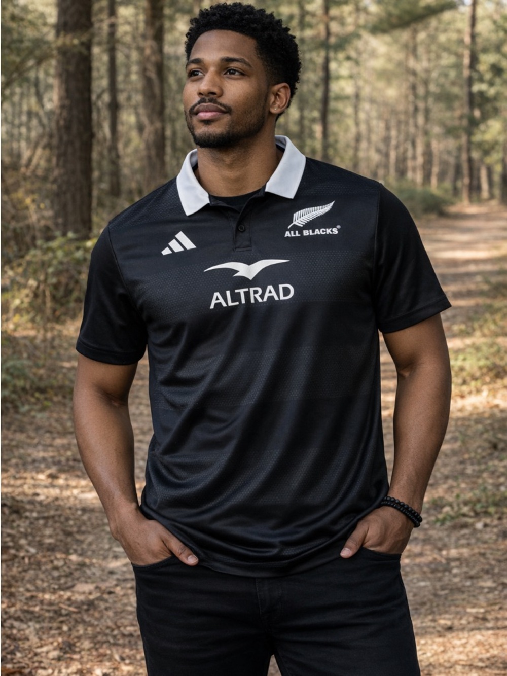 All Blacks x adidas Men's Black Polo jersey
